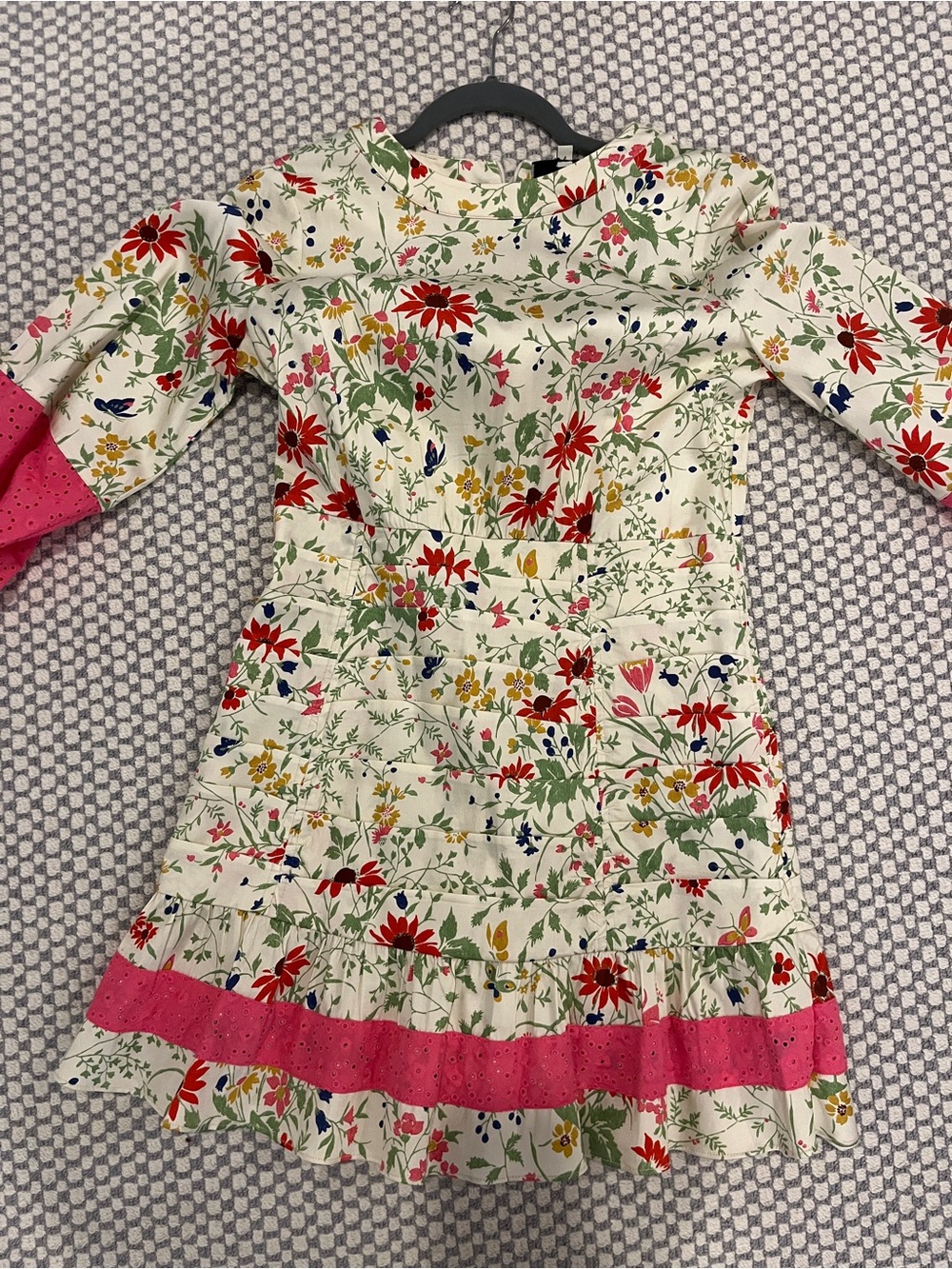 Tuckernuck Cream Floral Dress with Pink Trim